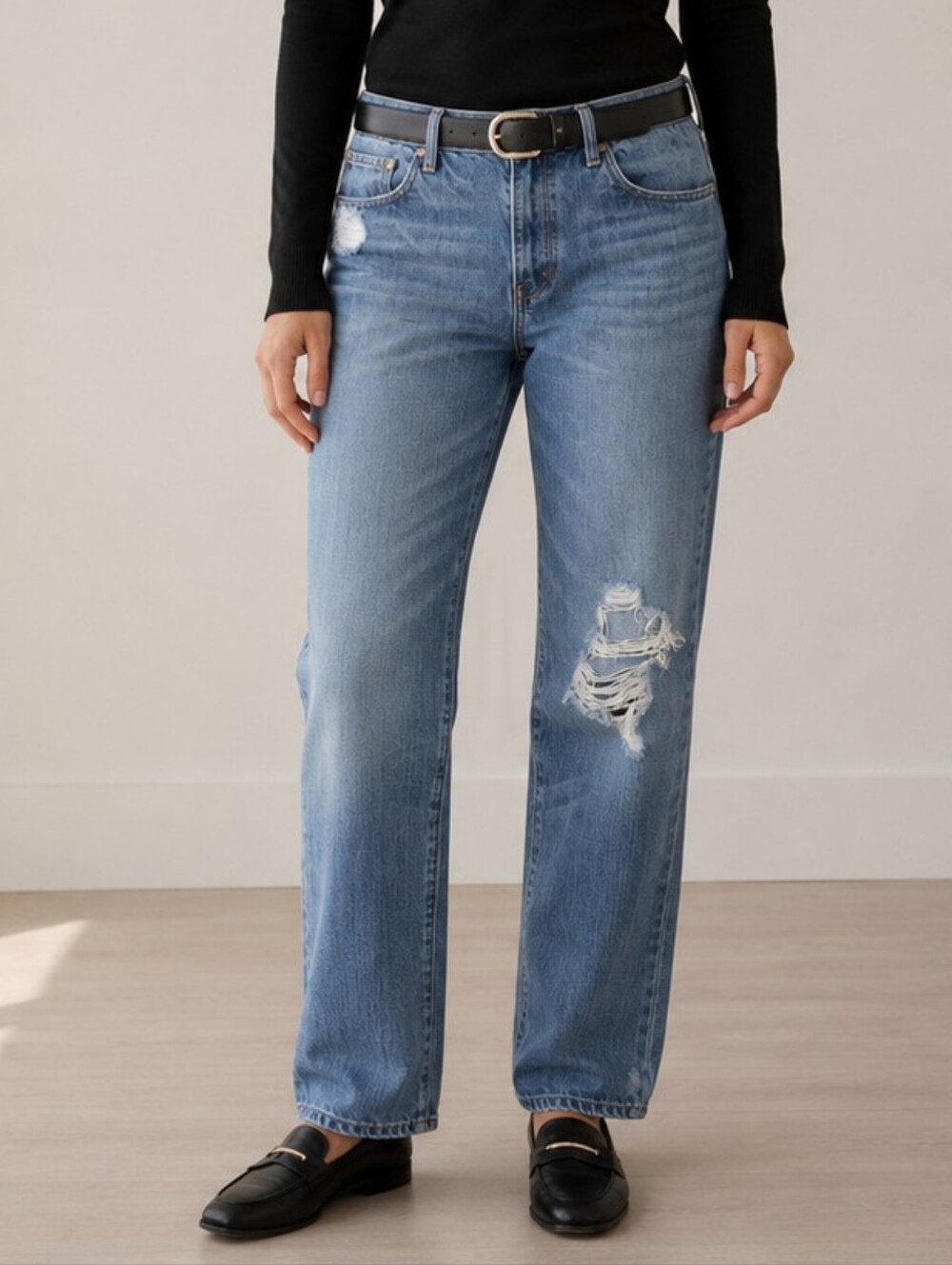 Abercrombie & Fitch Low Rise Straight Jean Size 8L 8 Tall Distressed 100% Cotton